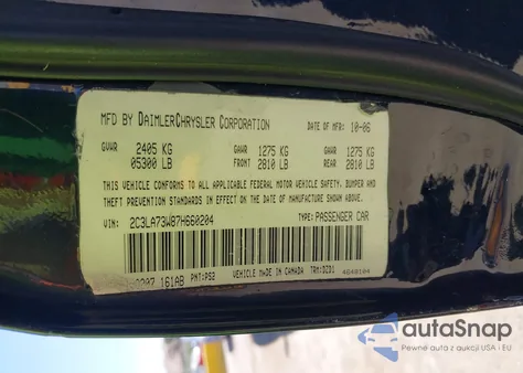 2007 Chrysler 300C Srt8 from USA, damaged, VIN 2C3LA73W87H660204